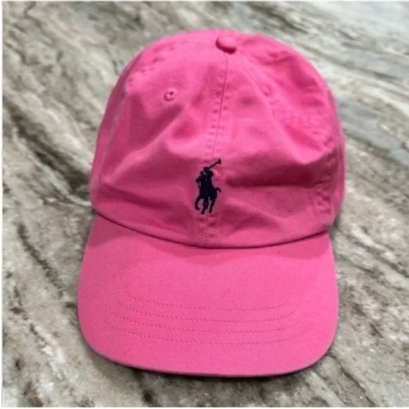 Ralph Lauren Vibrant Pink Cap with Navy Logo - Picture 2 of 10